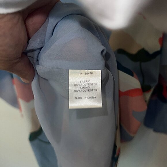 Crosby by Mollie Burch Lined Dress Bell Sleeves Flowers Blue - size S - Picture 2 of 5